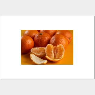 Oranges on a yellow background Posters and Art